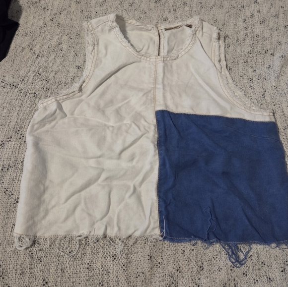 Holding Horses by Anthropologie Crop Denim Patchwork Frida Tank Top - Picture 6 of 7